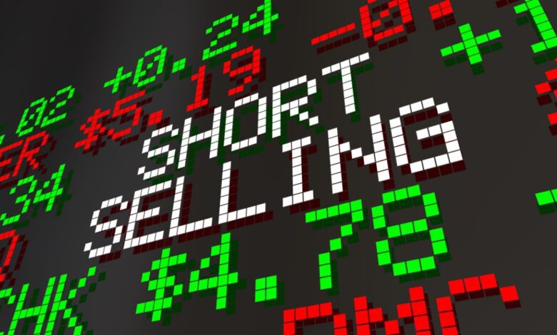 Short selling stock market ticker stream.