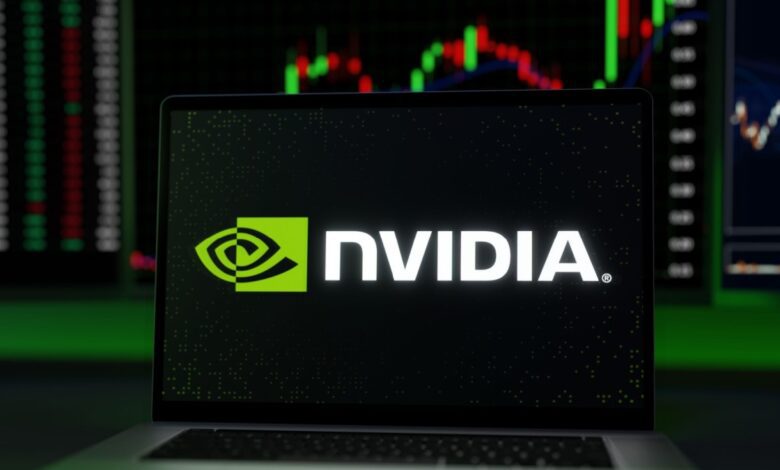 Nvidia stock chart rising on computer screen.