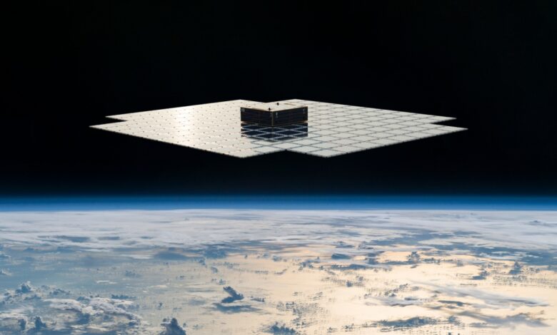 AST SpaceMobile satellite orbits above the Earth.