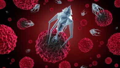 Nanotech robots attacking viral infections.